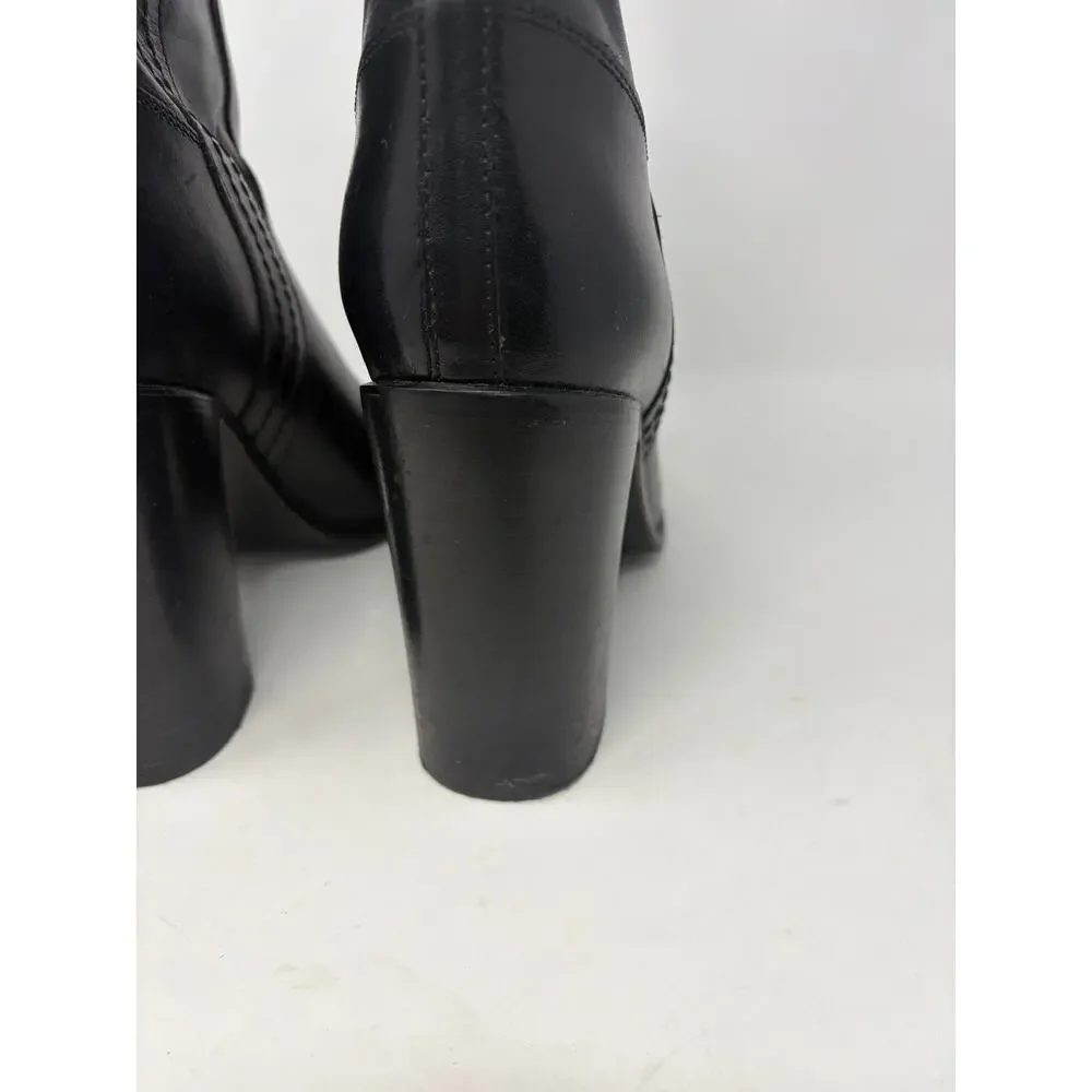 Kate Spade Baise heeled boots 10M black leather pull on almond toe